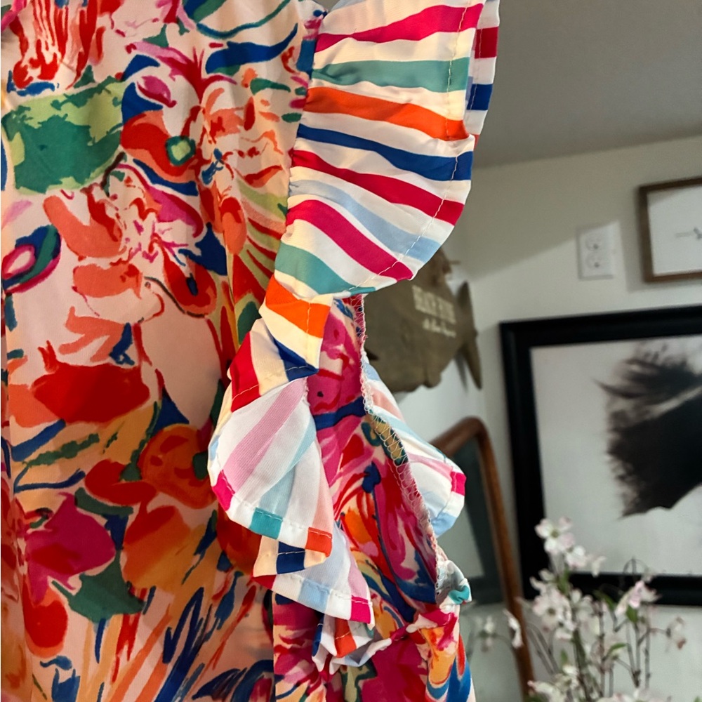 A Classy Chic Boutique Floral Ruffle Blouse - Multicolor - Picture 2 of 5